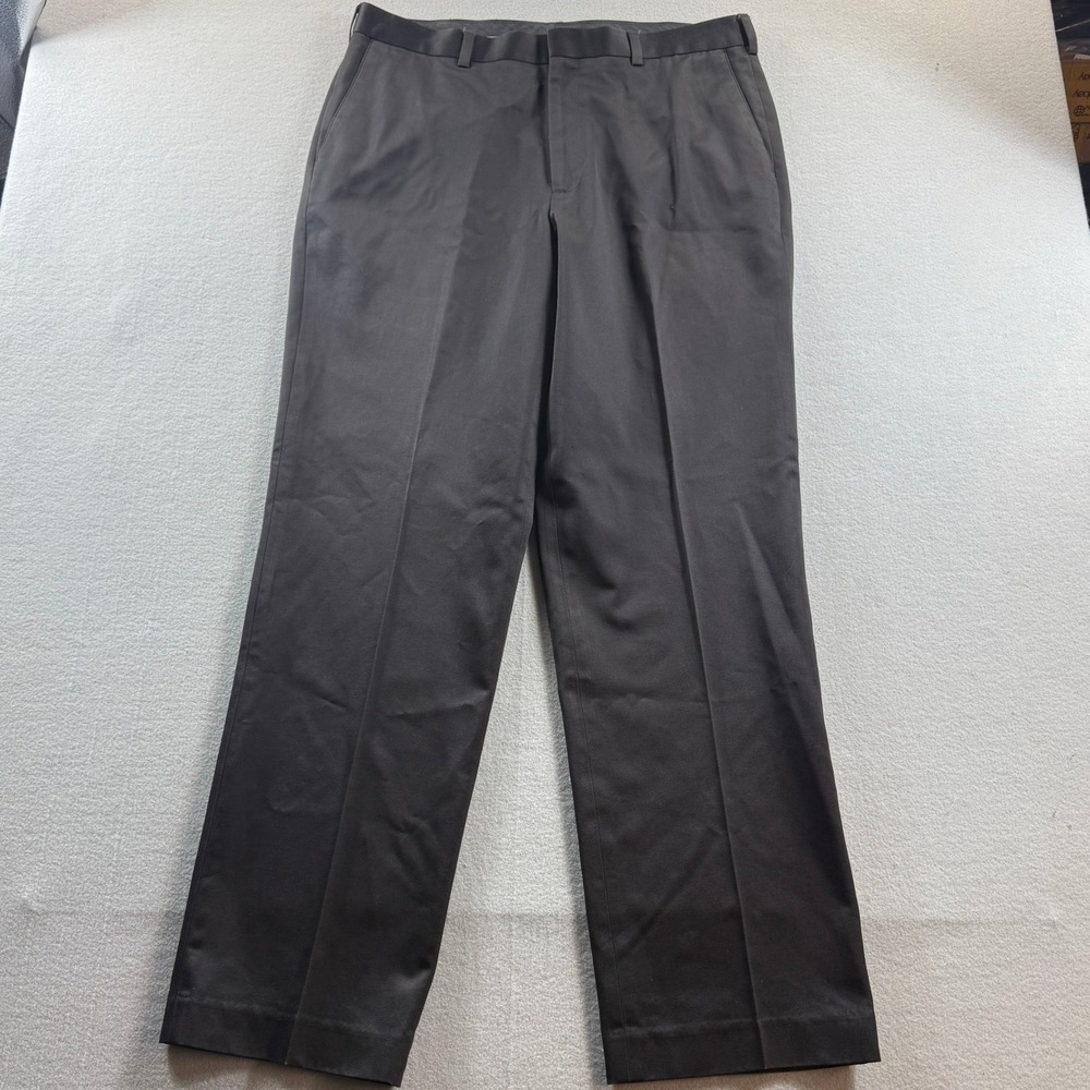 AXIST Dress Pants Mens 36x34 (Fit 36x33) Black Flat Front Cotton Chino